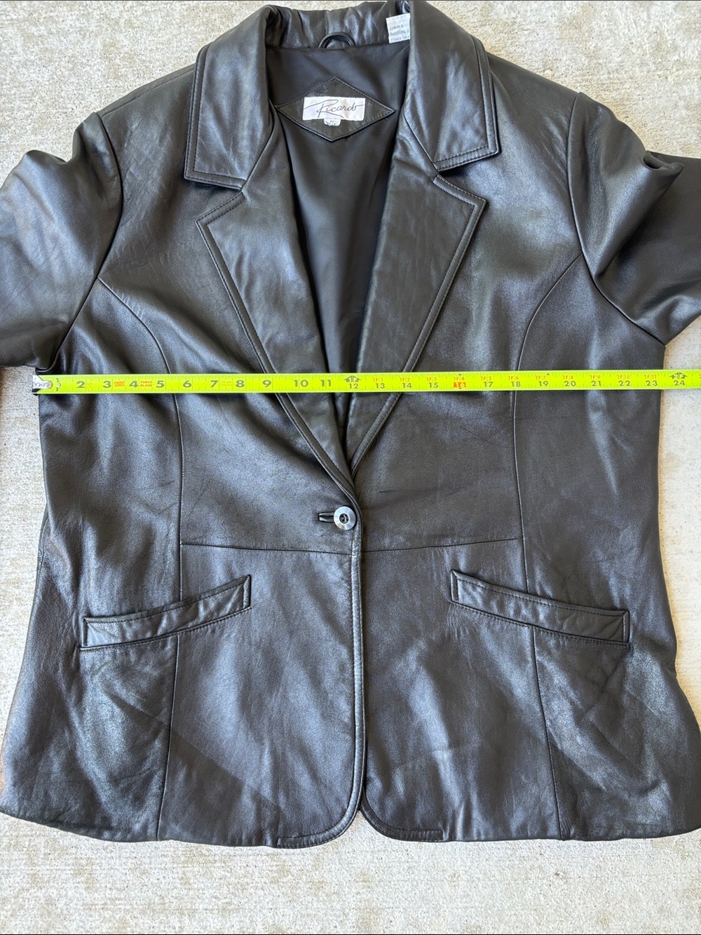 Ricardo Vintage Black Leather Women's Blazer Jacket - Single-Button - Picture 10 of 16